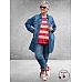 KAFFE CURVE Trui Lizzy Rasberry/Peach Stripe